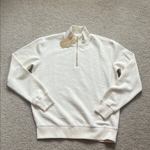 Michael Kors Off-White Embossed Zip-Up Sweater